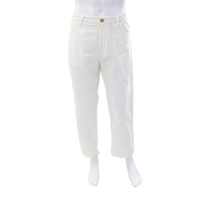 AG Adriano Goldschmied Linen Blend Five Pocket Slim Straight Jeans White Size 36